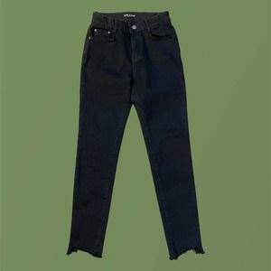 Black Distressed Denim Stretch Jeans - Small - EUC